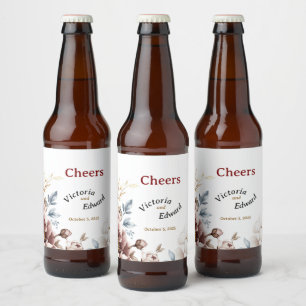 Victorian Peony Luxe Beverage Beer Bottle Labels