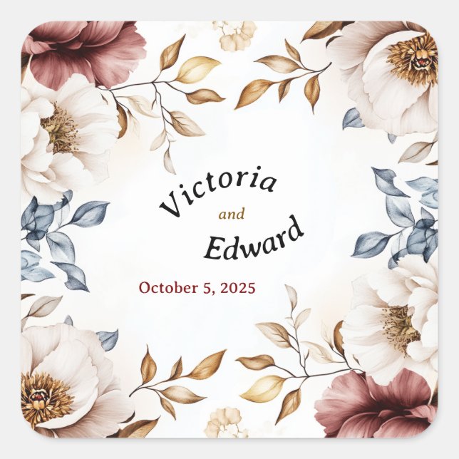 Victorian Peony Luxe Wedding Envelope Seals (Front)