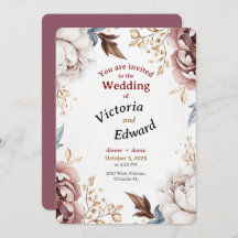Victorian Peony Luxe Wedding Invitation Card