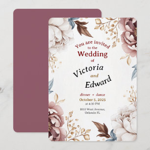 Victorian Peony Luxe Wedding Invitation Card