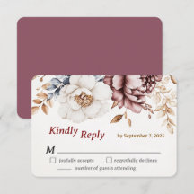 Victorian Peony Luxe Wedding RSVP Card