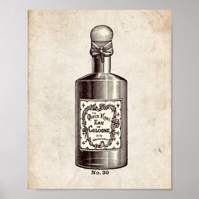Victorian Perfume Bottle Illustration Poster (Front)
