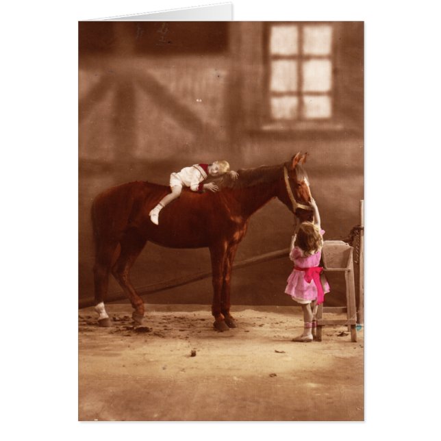 Victorian Photo: Adorable Children with horse (Front)