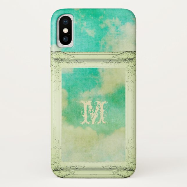Victorian picture frame sky cloud teal cream  Case-Mate iPhone case (Back)
