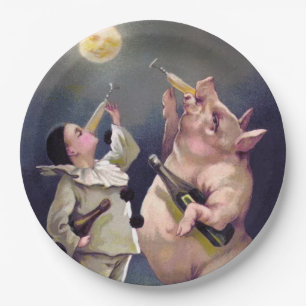 Victorian Pig Paper Plate