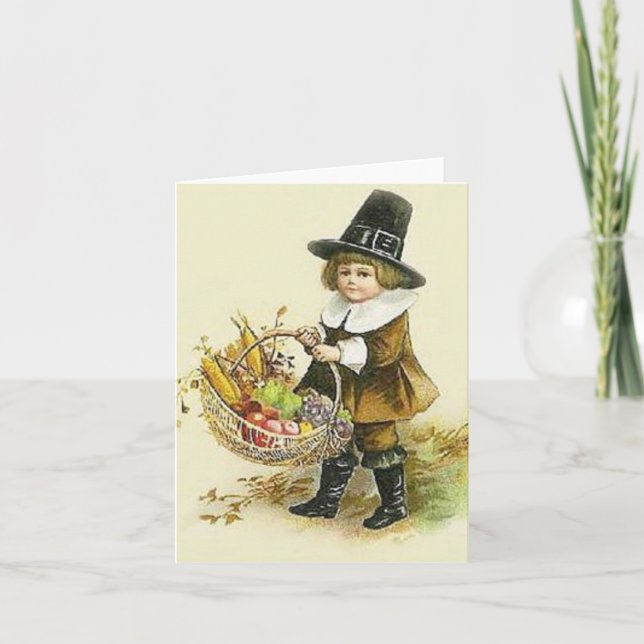 Victorian Pilgrim Thanksgiving Note Card (Front)