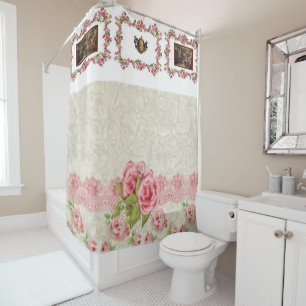 Victorian pink floral showercurtain shower curtain
