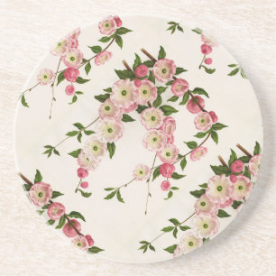 Victorian Pink Flowering Almond Sandstone Coaster