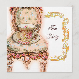 Victorian Pink Rose Tea Party Invitation