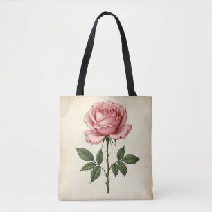Victorian Pink Rose – Vintage Botanical AOP Tote Bag
