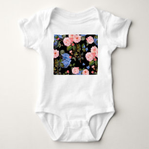 Victorian pink roses bouquet. baby bodysuit