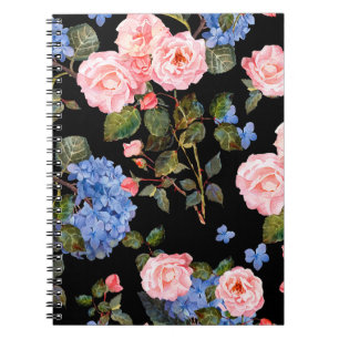 Victorian pink roses bouquet. notebook
