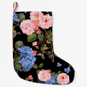 Victorian pink roses bouquet. small christmas stocking