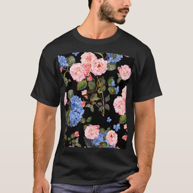 Victorian pink roses bouquet. T-Shirt (Front)