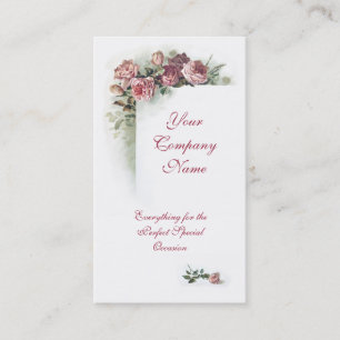 Victorian pink roses business card
