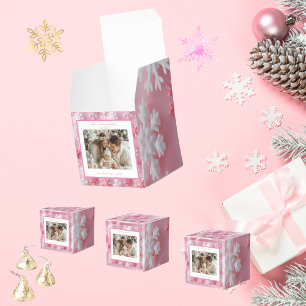 Victorian Pink Snowflake Christmas Photo Favour Box