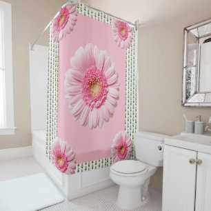Victorian pink white floral showercurtain shower curtain