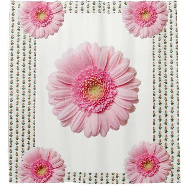 Victorian pink white floral showercurtain shower curtain (Front)