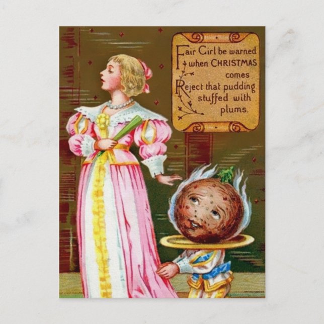 Victorian Plum Pudding Christmas Postcard (Front)