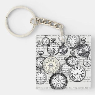 Victorian Pocket Watch Alice in Wonderland Key Ring