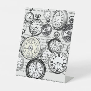 Victorian Pocket Watch Alice in Wonderland Pedestal Sign