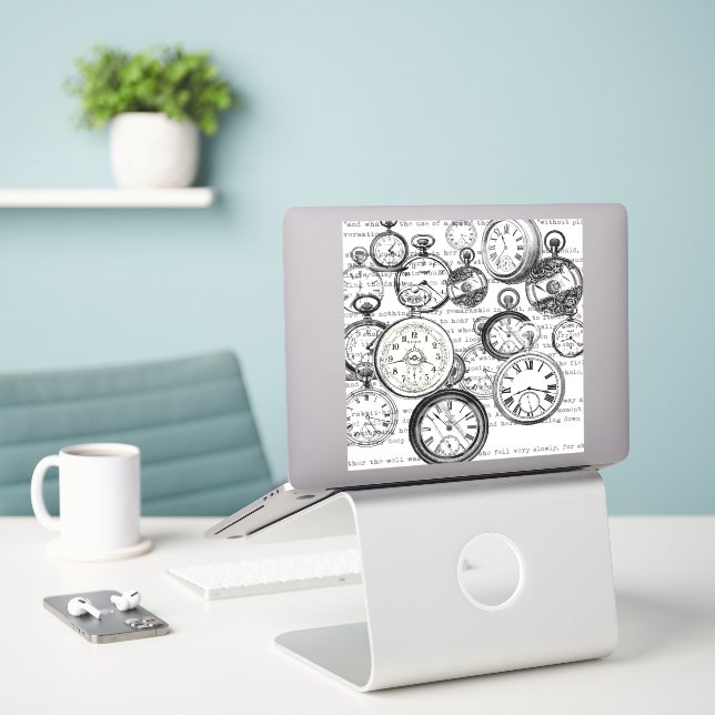 Victorian Pocket Watch Collage Alice in Wonderland (Laptop On Desk)