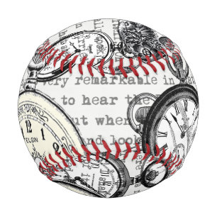 Victorian Pocket Watch Collage Alice in Wonderland Baseball