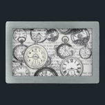 Victorian Pocket Watch Collage Alice in Wonderland Belt Buckle<br><div class="desc">Hurry, hurry, don't be late for this enchanting Victorian Pocket Watch Collage, inspired by the whimsical world of Alice in Wonderland! This intricate design features a captivating array of antique pocket watch illustrations, beautifully layered over classic text excerpts directly from Lewis Carroll's beloved book. Evoking the hurried pace of the...</div>