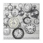 Victorian Pocket Watch Collage Alice in Wonderland Ceramic Tile<br><div class="desc">Hurry, hurry, don't be late for this enchanting Victorian Pocket Watch Collage, inspired by the whimsical world of Alice in Wonderland! This intricate design features a captivating array of antique pocket watch illustrations, beautifully layered over classic text excerpts directly from Lewis Carroll's beloved book. Evoking the hurried pace of the...</div>