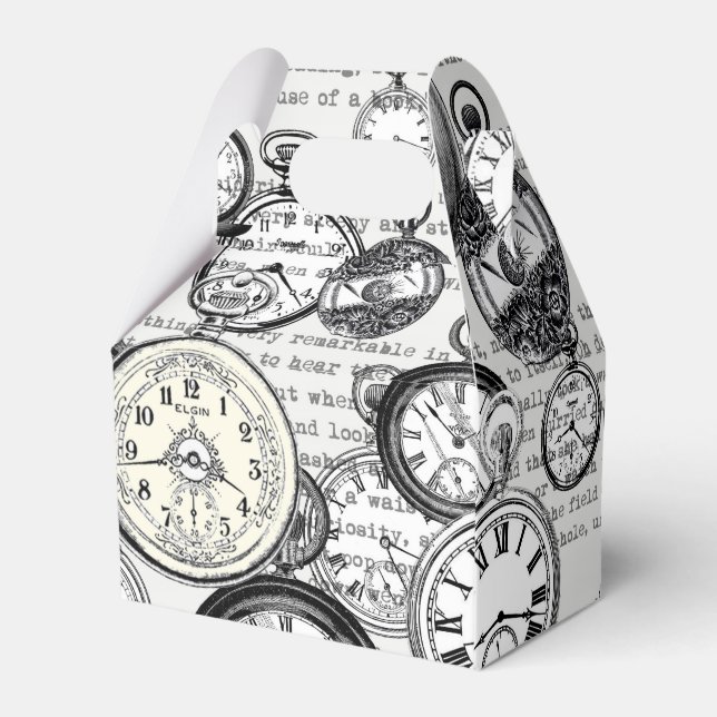 Victorian Pocket Watch Collage Alice in Wonderland Favour Box (Back Side)
