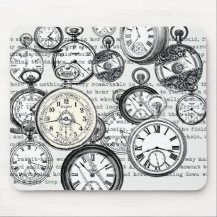 Victorian Pocket Watch Collage Alice in Wonderland Mouse Pad