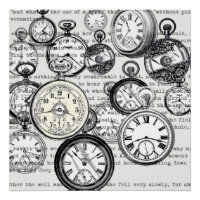 Victorian Pocket Watch Collage Alice in Wonderland