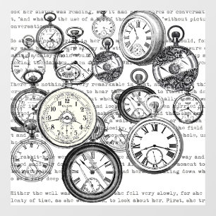 Victorian Pocket Watch Collage Alice Wonderland