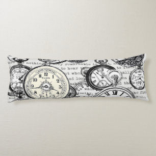Victorian Pocket Watch Collage Alice Wonderland Body Cushion