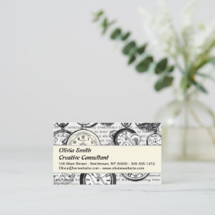 Victorian Pocket Watch Collage Alice Wonderland Business Card