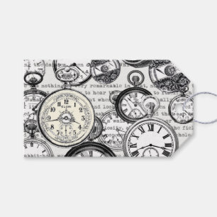 Victorian Pocket Watch Collage Alice Wonderland Gift Tags