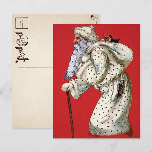 Victorian Polka Dot Robed Santa Postcard (Front/Back)