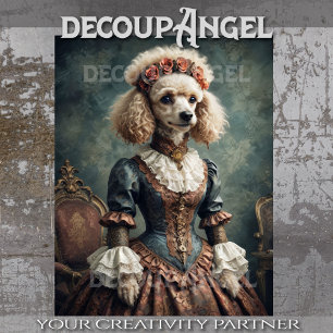 Victorian Poodle -Decoupage- Tissue Paper