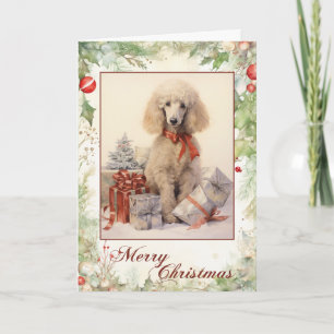 Victorian Poodle Puppy Christmas Holiday Card