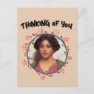 Victorian pretty lady thinking of you postcard