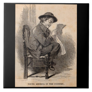 Victorian print Young America in the Country Ceramic Tile
