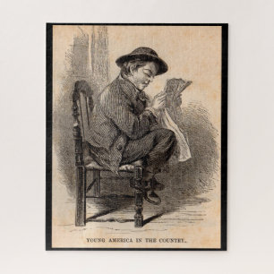Victorian print Young America in the Country Jigsaw Puzzle