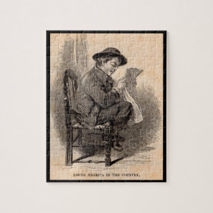 Victorian print Young America in the Country Jigsaw Puzzle