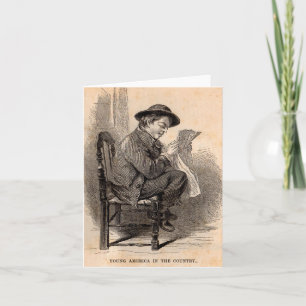 Victorian print Young America in the Country Note Card