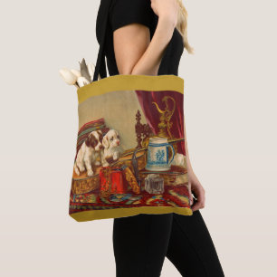 Victorian puppy dogs and stuff print tote bag