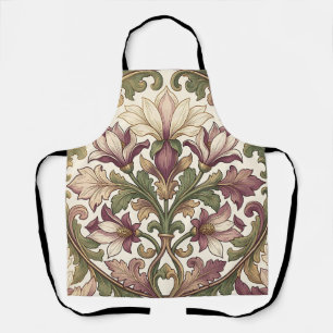 Victorian Purple Cream Ornate Floral Apron