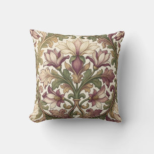 Victorian Purple Cream Ornate Floral Cushion
