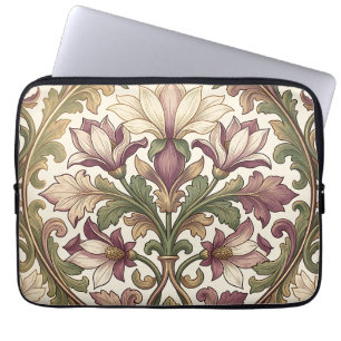 Victorian Purple Cream Ornate Floral Laptop Sleeve