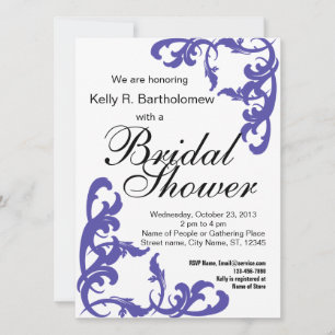Victorian Purple Filigree Flourish Bridal Shower Invitation
