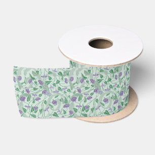 Victorian Purple Flower Ivy Decorative Flourish Satin Ribbon